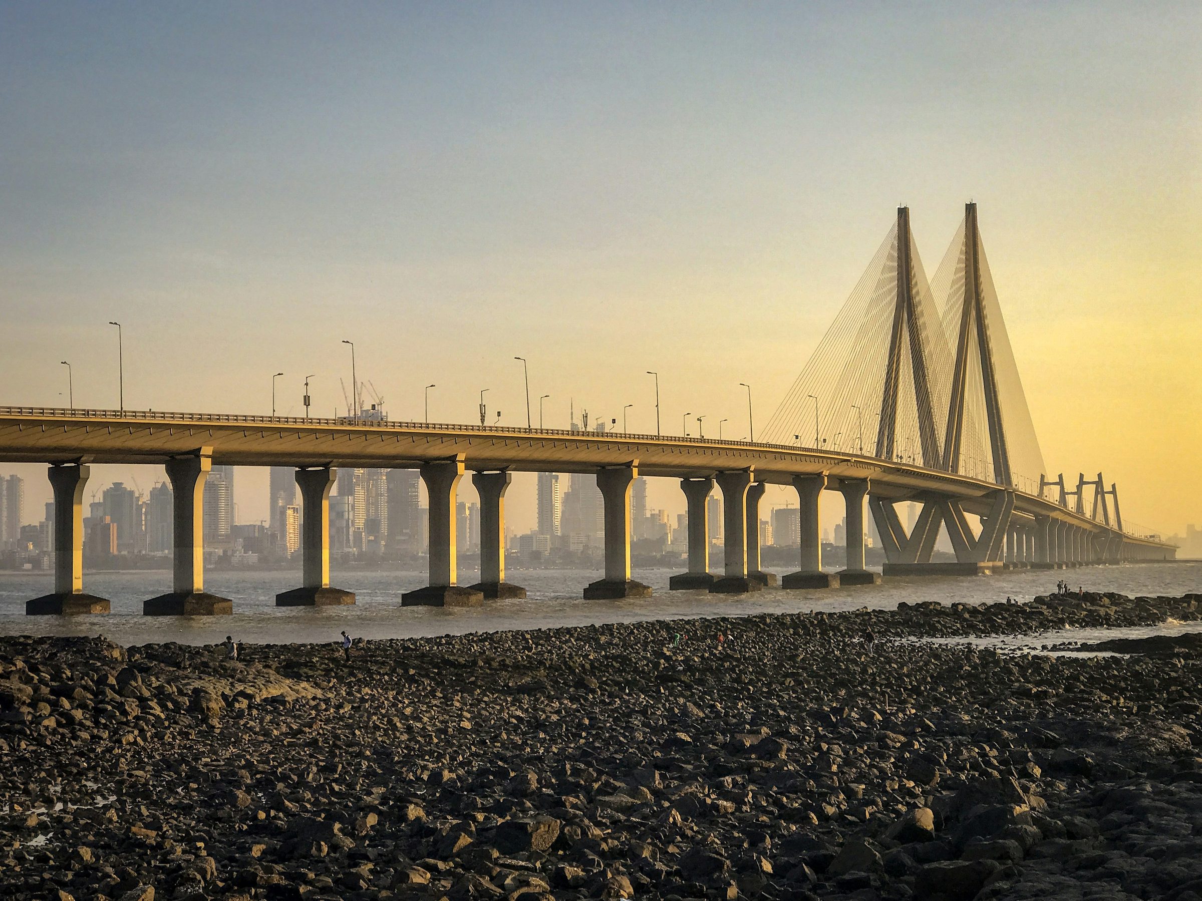 Mumbai sea link bridge at golden hour. Photo: Sid Saxena / Unsplash