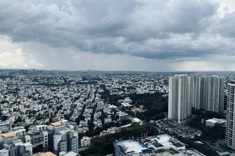Aerial view of Bengaluru with tall buildings. Photo: Vishwasa Navada K / Unsplash