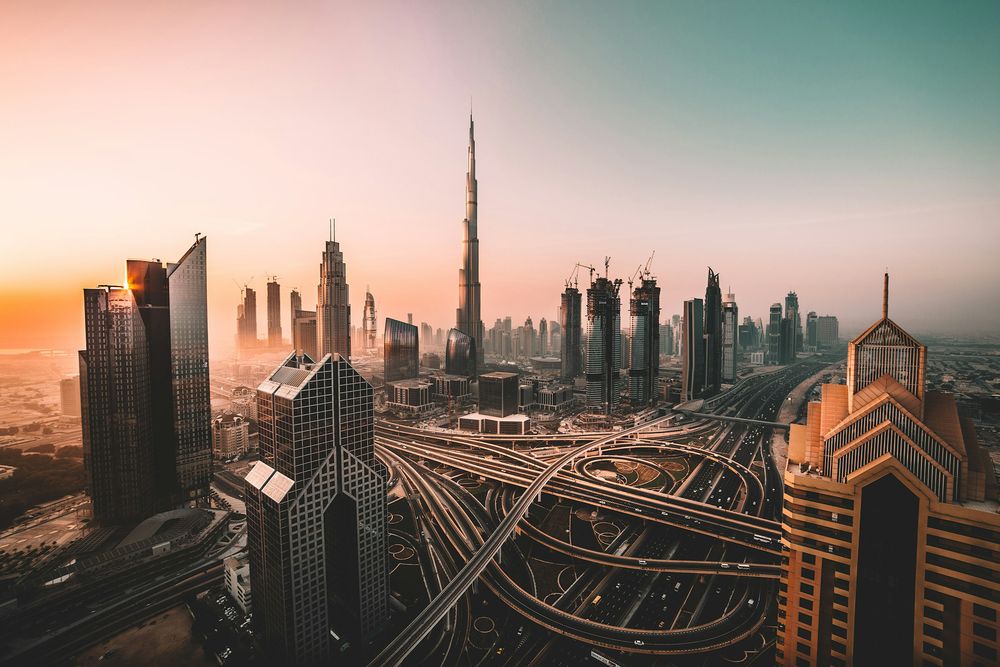 Burj Khalifa above a highway interchange in Dubai. Photo: David Rodrigo / Unsplash