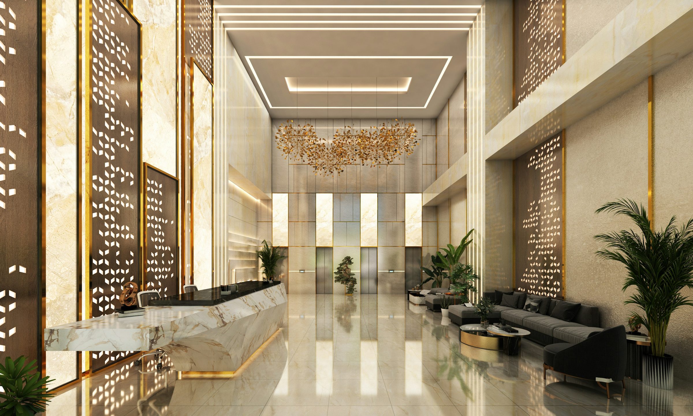 Hotel lobby with reception desk. Photo: Aalo Lens / Unsplash