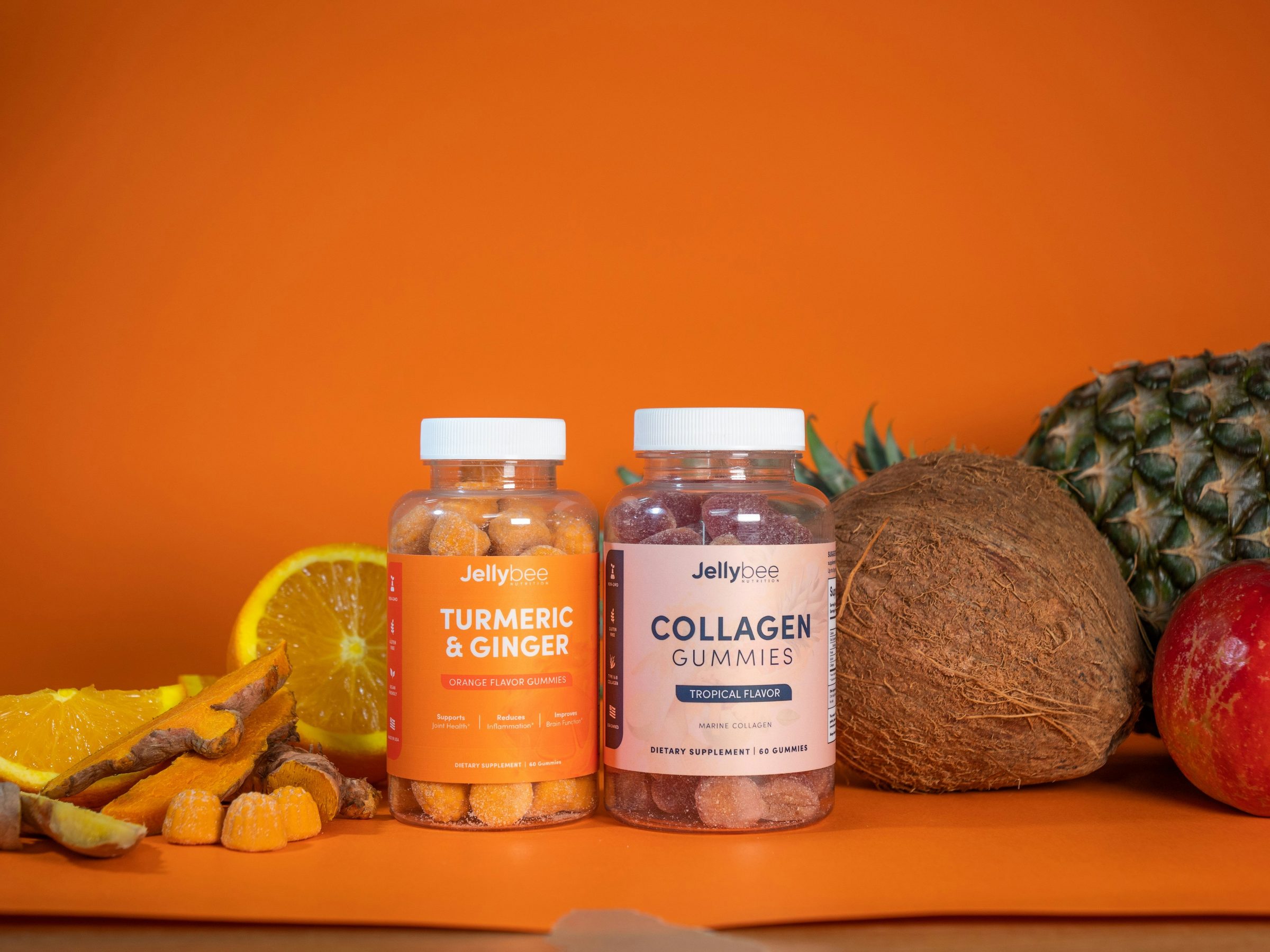 Supplement bottles on a wooden table. Photo: Jellybee / Unsplash